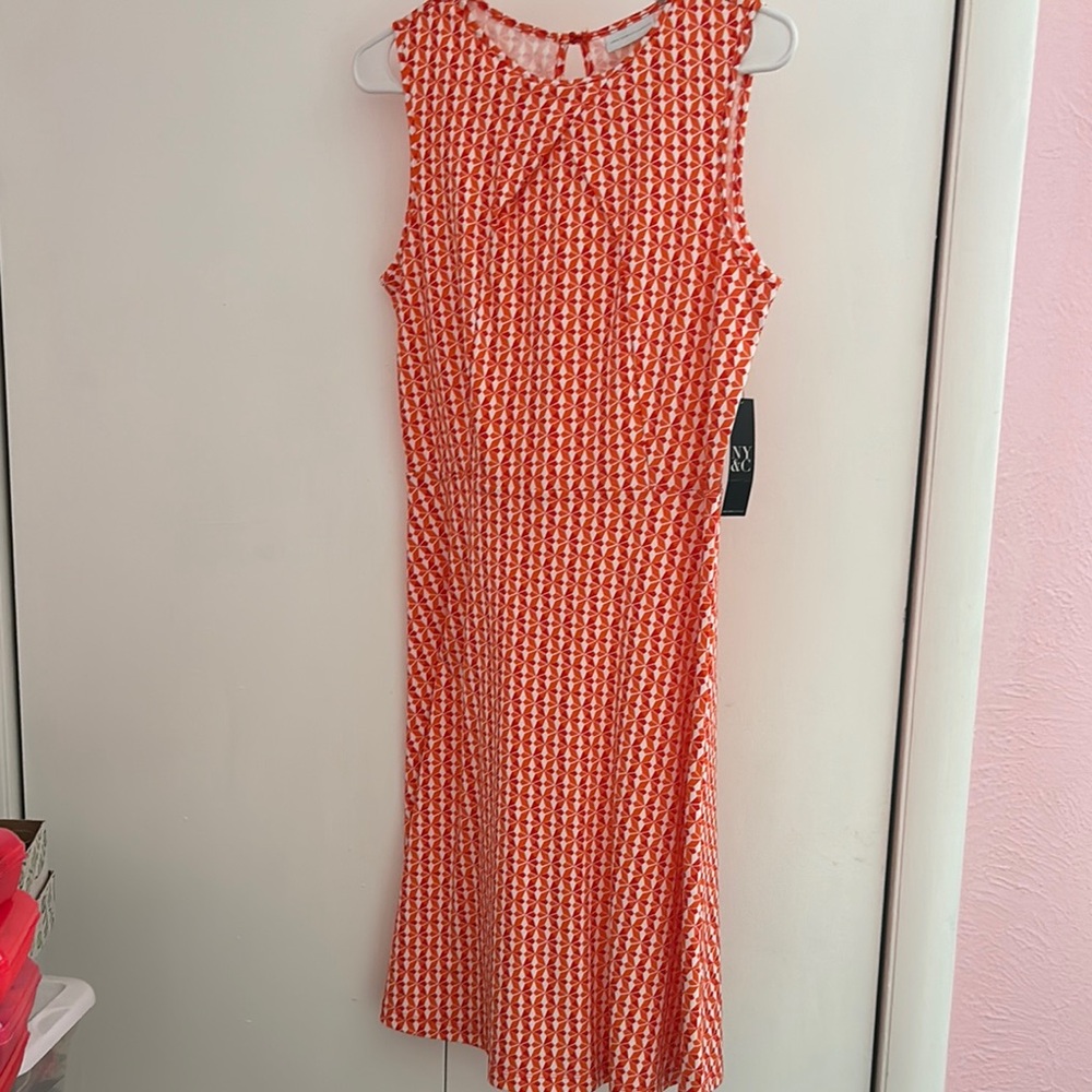 New York & Company Pink Midi Sundress Halter Neck